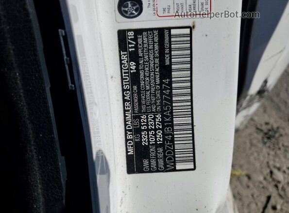 WDDZF4JB1KA577474 2019 MERCEDES-BENZ E White Շարժիչի բաժամունքի տեսք