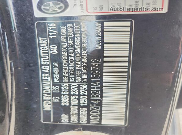 WDDZF4JB2HA159742 2017 MERCEDES-BENZ E Black ძრავის განყოფილების ხედი