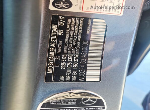 WDDZF4JB3JA310500 2018 MERCEDES-BENZ E Gray Widok komory silnika