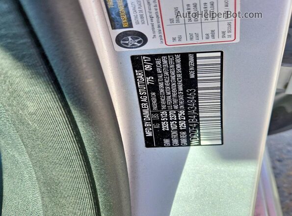 WDDZF4JB4JA348463 2018 MERCEDES-BENZ E Silver VIN sticker view