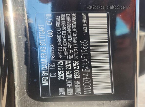 WDDZF4JB4KA519665 2019 MERCEDES-BENZ E Black Widok komory silnika
