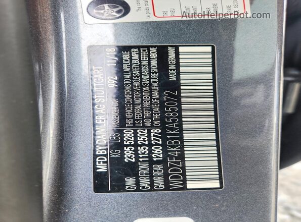 WDDZF4KB1KA585072 2019 MERCEDES-BENZ E Gray Շարժիչի բաժամունքի տեսք