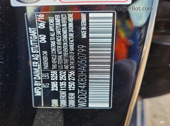 WDDZF4KB3HA050799 2017 MERCEDES-BENZ E Black Vista del compartimento del motor