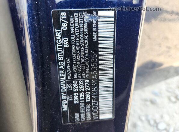 WDDZF4KB3KA535354 2019 MERCEDES-BENZ E Blue Engine compartment view