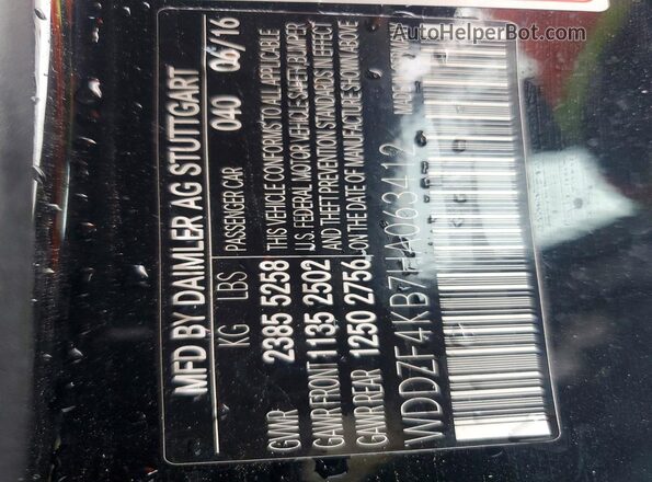 WDDZF4KB7HA063412 2017 MERCEDES-BENZ E Black Widok naklejki z numerem VIN