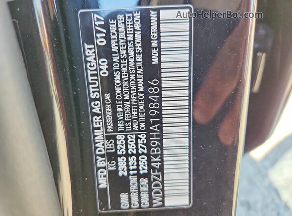 WDDZF4KB9HA198486 2017 MERCEDES-BENZ E Black Вид наклейки з VIN-кодом
