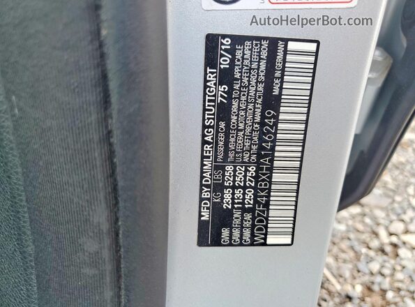 WDDZF4KBXHA146249 2017 MERCEDES-BENZ E Silver Вид підкапотного простору