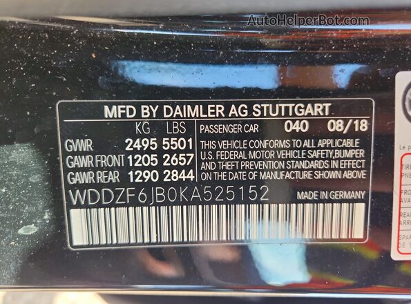 WDDZF6JB0KA525152 2019 MERCEDES-BENZ E Black Vista del compartimento del motor