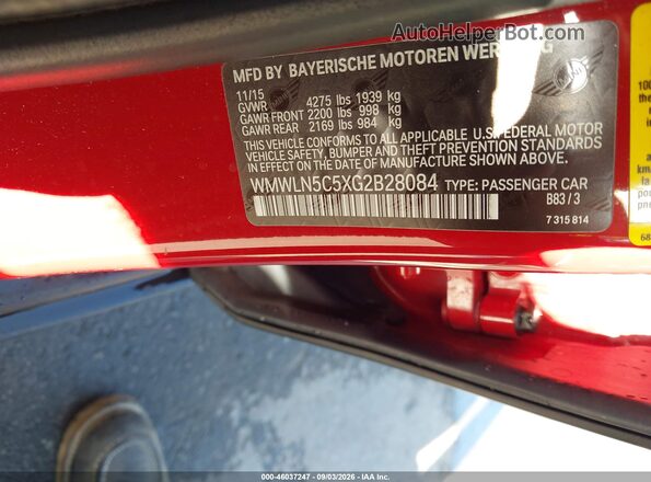 WMWLN5C5XG2B28084 2016 MINI CLUBMAN Red Вид підкапотного простору