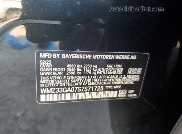 WMZ33GA07S7S71725 2025 MINI COUNTRYMAN Черный Вид наклейки с VIN-кодом