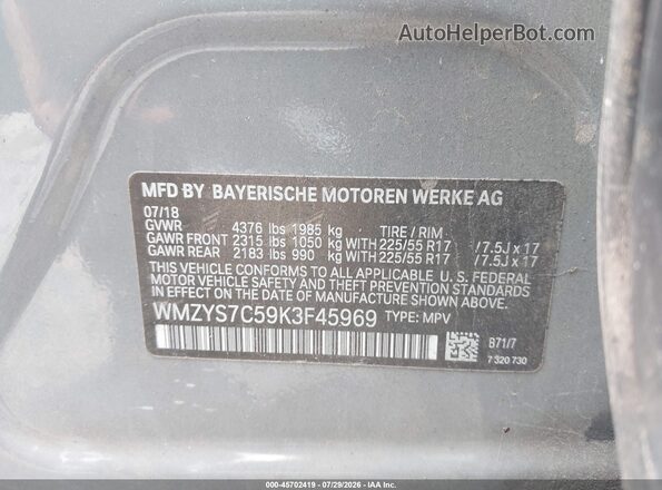 WMZYS7C59K3F45969 2019 MINI COUNTRYMAN Gray Շարժիչի բաժամունքի տեսք