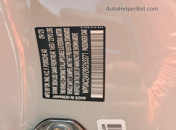 WP0AC2A92RS263371 2024 PORSCHE 911 Серый Вид подкапотного пространства