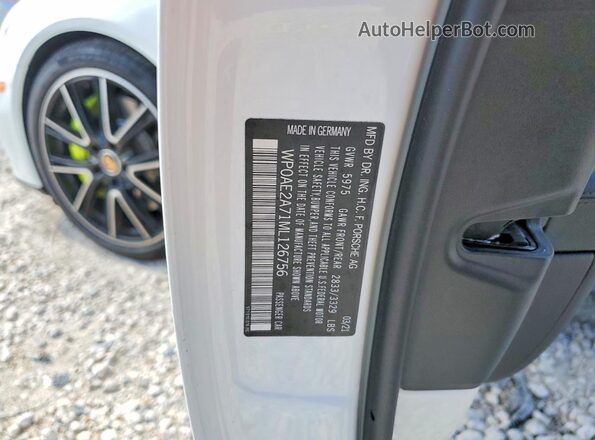 WP0AE2A71ML126756 2021 PORSCHE PANAMERA White ძრავის განყოფილების ხედი