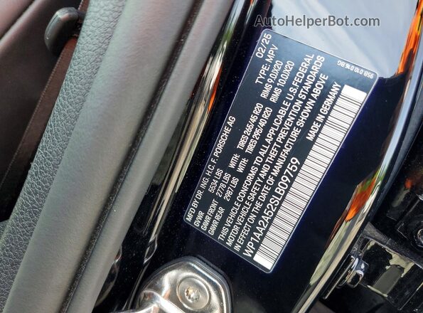 WP1AA2A52SLB09759 2025 PORSCHE MACAN Black Vista de la etiqueta del VIN