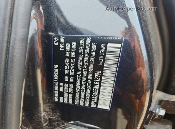 WP1AA2A55MLB12996 2021 PORSCHE MACAN Black VIN კოდის სტიკერის ხედი