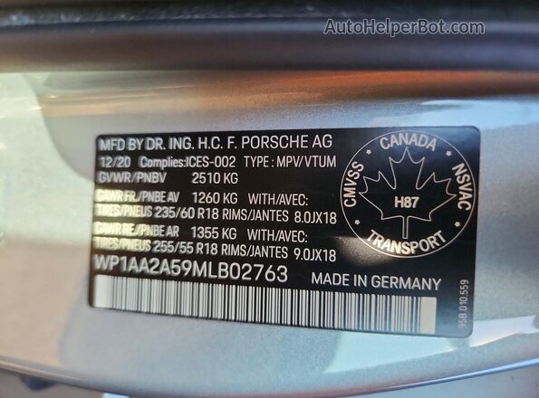 WP1AA2A59MLB02763 2021 PORSCHE MACAN Silver სალონის 360-გრადუსიანი ხედი