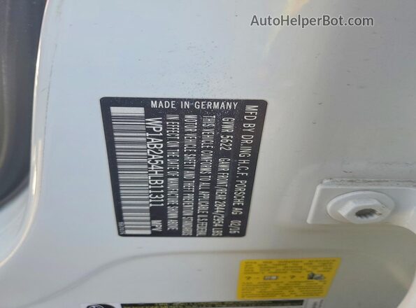 WP1AB2A54HLB11311 2017 PORSCHE MACAN White Вид наклейки з VIN-кодом