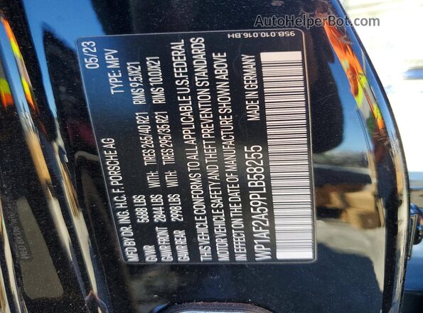 WP1AF2A59PLB58255 2023 PORSCHE MACAN Black Vista de la etiqueta del VIN