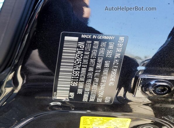 WP1AG2A57HLB51139 2017 PORSCHE MACAN Black Widok naklejki z numerem VIN