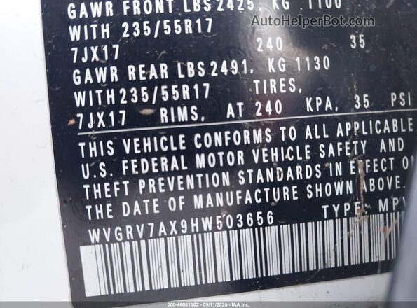 WVGRV7AX9HW503656 2017 VOLKSWAGEN TIGUAN White Շարժիչի բաժամունքի տեսք