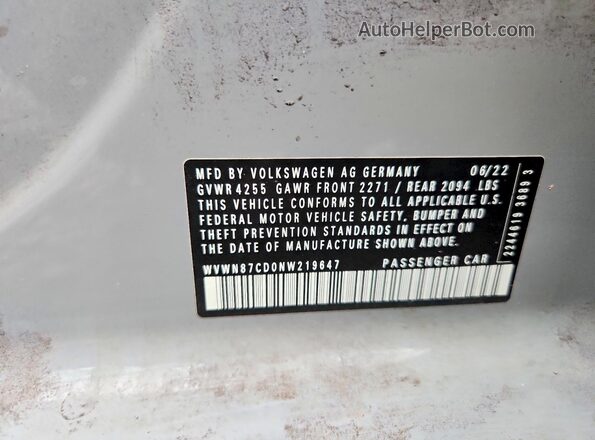 WVWN87CD0NW219647 2022 VOLKSWAGEN GTI Gray Շարժիչի բաժամունքի տեսք