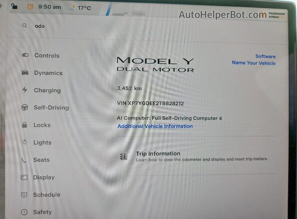 XP7YGDEE2TB828212 2026 TESLA MODEL Серый Вид щитка приборов