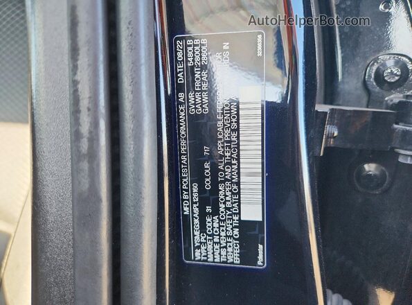 YSMEG3KA6PL126160 2023 POLESTAR 2 Black ძრავის განყოფილების ხედი
