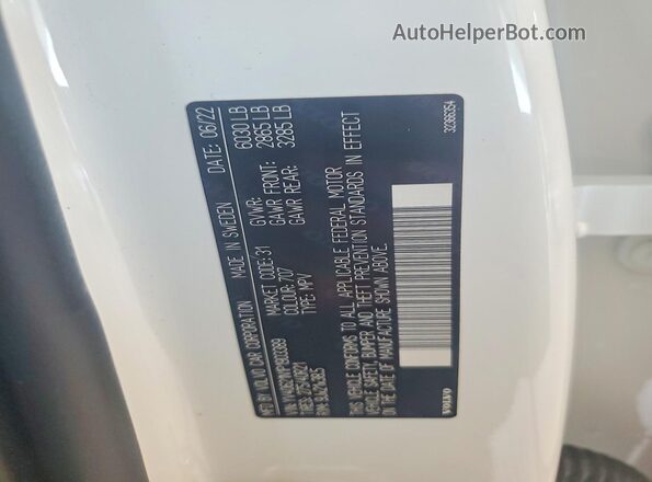 YV40621N1P1903389 2023 VOLVO XC90 Белый Вид наклейки с VIN-кодом