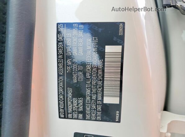 YV4062PF2T1494507 2026 VOLVO XC90 White სალონის 360-გრადუსიანი ხედი