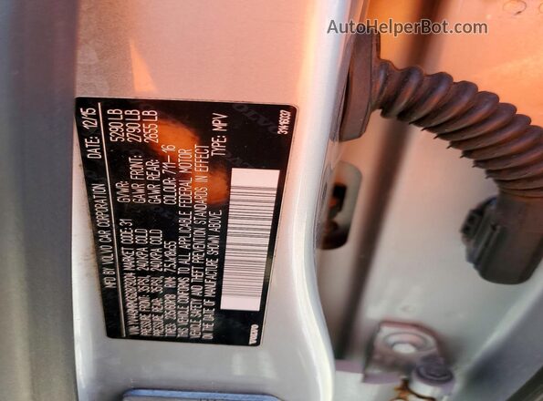 YV449MRM3G2879204 2016 VOLVO XC60 Silver VIN კოდის სტიკერის ხედი