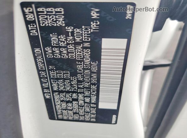 YV4612RK9G2819074 2016 VOLVO XC60 White Панорамний вид салону 360°