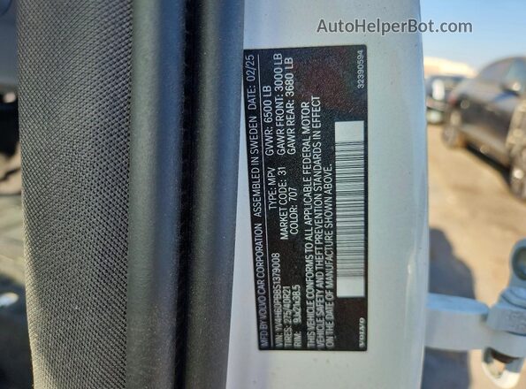 YV4H60PB8S1379008 2025 VOLVO XC90 White VIN კოდის სტიკერის ხედი