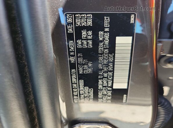 YV4L12RL0N1910930 2022 VOLVO XC60 Gray Вид наклейки з VIN-кодом