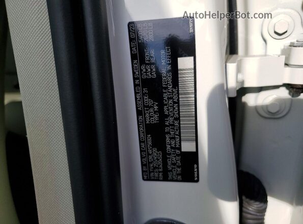 YV4L12RL4R1756924 2024 VOLVO XC60 White Вид наклейки з VIN-кодом