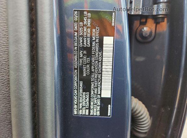 YV4L12UC3T2805460 2026 VOLVO XC40 Blue VIN sticker view