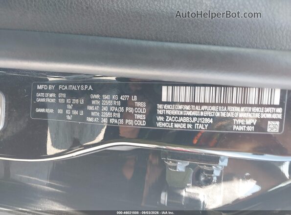 ZACCJABB3JPJ12864 2018 JEEP RENEGADE Black Вид підкапотного простору