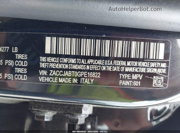 ZACCJABT0GPE16822 2016 JEEP RENEGADE Black ძრავის განყოფილების ხედი