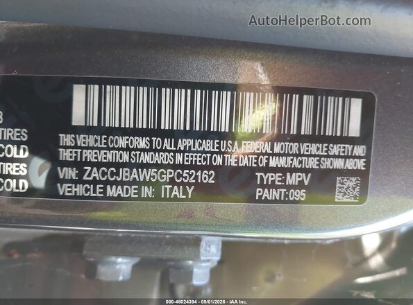 ZACCJBAW5GPC52162 2016 JEEP RENEGADE Gray Engine compartment view