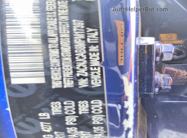 ZACNJCAB8MPM17397 2021 JEEP RENEGADE Blue Vista de la etiqueta del VIN