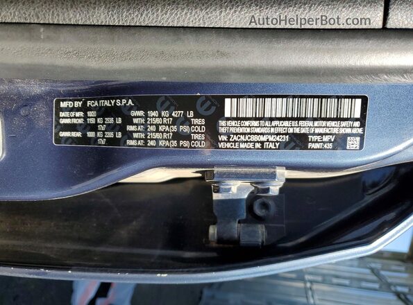 ZACNJCBB0MPM24231 2021 JEEP RENEGADE Угольный Панорамный вид салона 360°