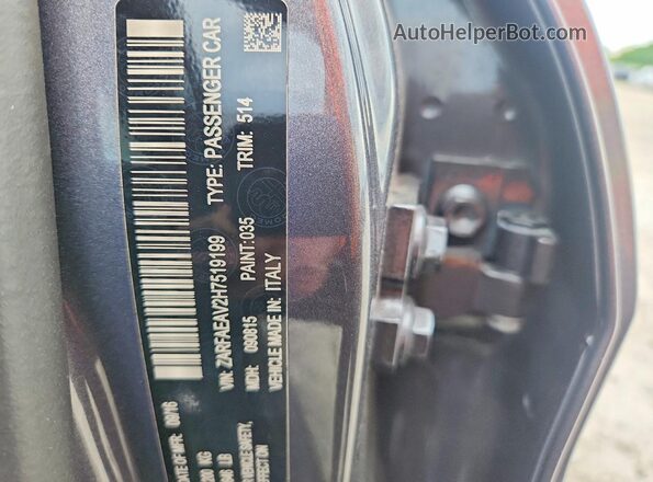 ZARFAEAV2H7519199 2017 ALFA ROMEO GIULIA Серый Вид наклейки с VIN-кодом