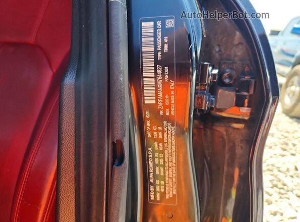 ZARFAMANXM7644827 2021 ALFA ROMEO GIULIA Black Widok naklejki z numerem VIN