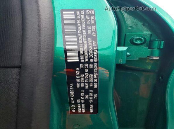 ZASPAKEV3R7D79938 2024 ALFA ROMEO STELVIO Green Вид наклейки з VIN-кодом