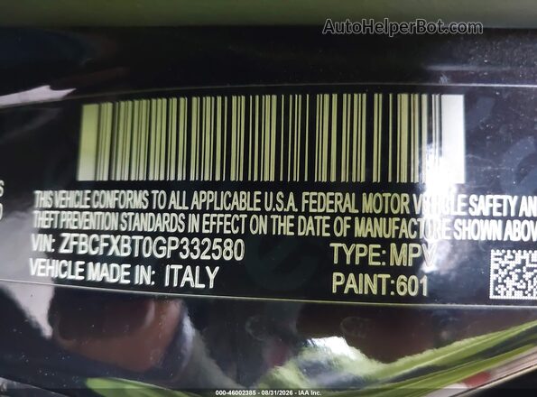 ZFBCFXBT0GP332580 2016 FIAT 500X Black Շարժիչի բաժամունքի տեսք