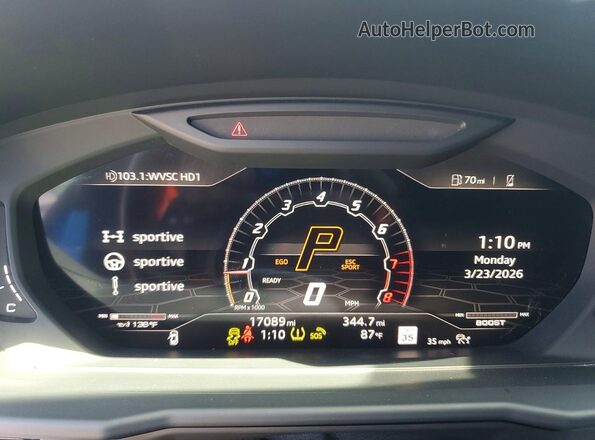 ZPBUA1ZL4NLA20817 2022 LAMBORGHINI URUS Blue ხელსაწყოთა პანელის ხედი