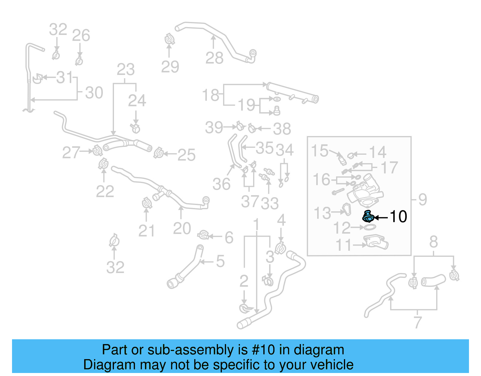 Engine Coolant Thermostat 022-121-113 - View 7