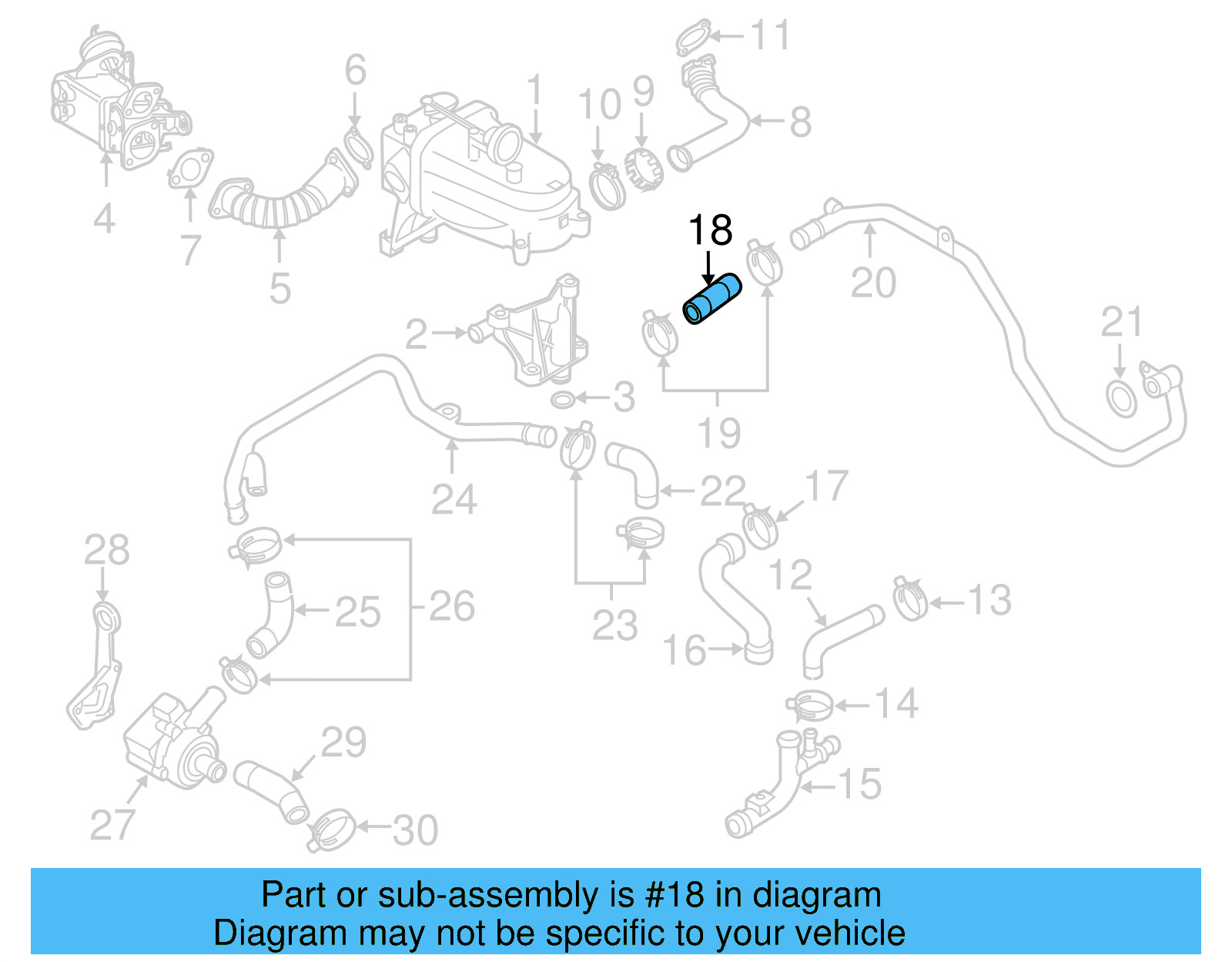 Engine Coolant Hose 059-121-057-H - View 2
