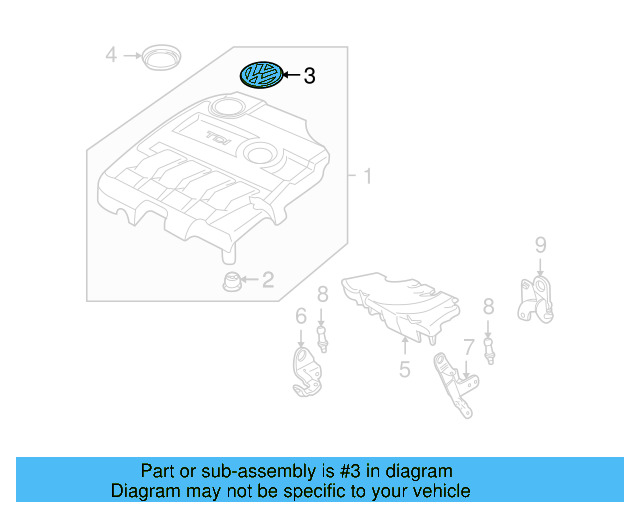 Engine Cover Emblem 06F-103-940 - View 14