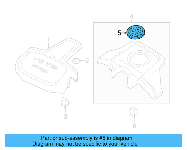 Engine Cover Emblem 06F-103-940 - View 65
