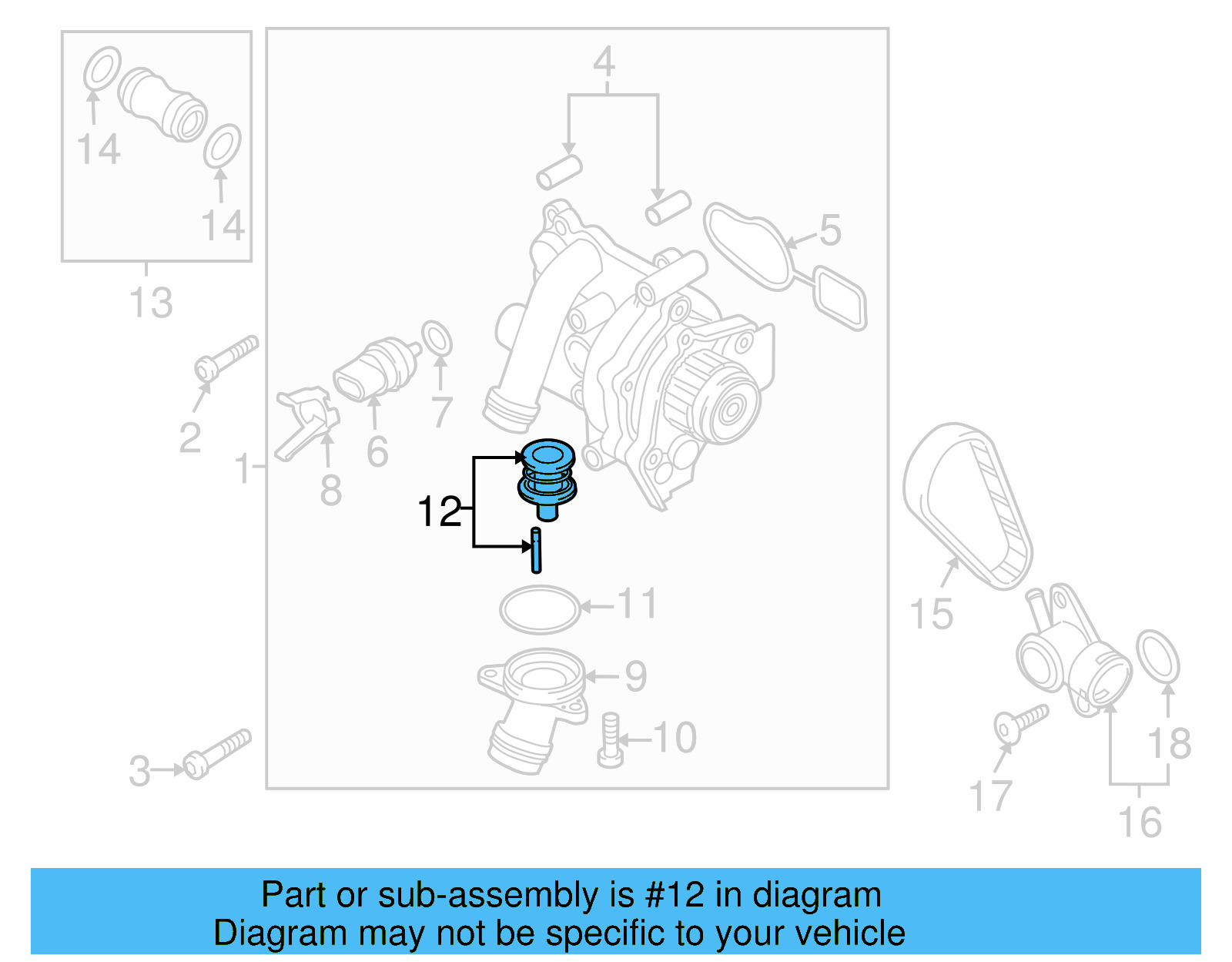 Engine Coolant Thermostat 06J-121-113-A - View 20